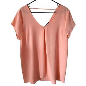 Spin USA V-Neck Peach Short Sleeve Blouse Women's Size 1X